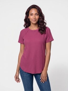 Zenana Waffle Knit Tee | Mauve Rose | Size L | EUC